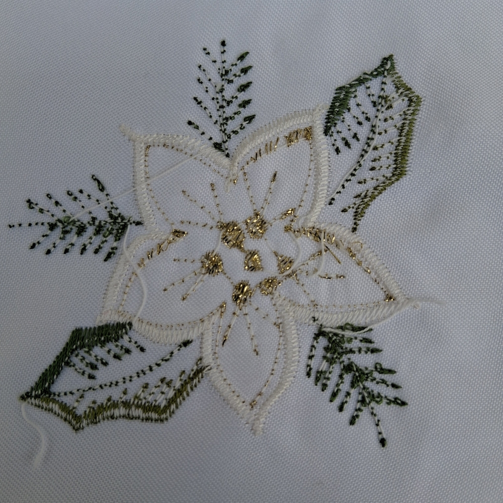 White and Red Holiday Napkins with Floral Design Set Of 4 - Picture 6 of 9